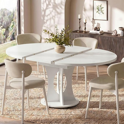 Einhomn 43-59" Extendable Round Dining Table, Kitchen Table by Einhomn