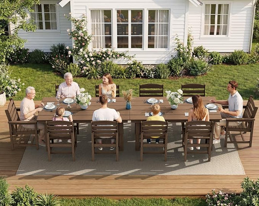 SERWALL Patio Dining Sets for 10 Person, HDPE Dining Set by SERWALL