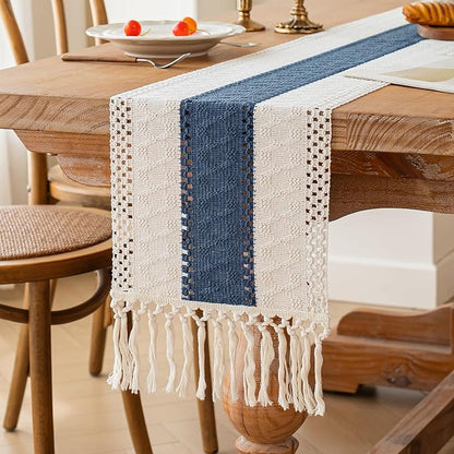 FEXIA Boho Blue Table Runner 60 Inches Long - Image 4