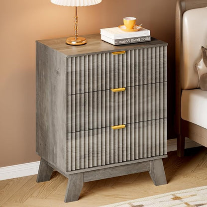 BORNOON Fluted 3 Drawer Dresser, 30.3" Tall Compact Modern Boho Chest of Drawers - Image 5