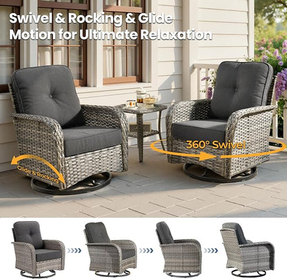 Weaxty Outdoor Swivel Rocker Patio Chairs, 3 Pieces Patio Furniture Set - Image 3