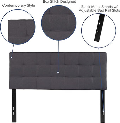 Flash Furniture Bedford Tufted Upholstered Full Size Headboard in Dark Gray - Image 5