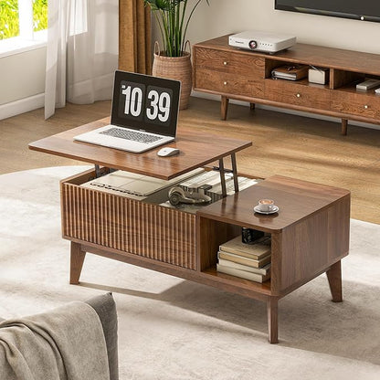 LYNCOHOME Fluted Lift Top Coffee Table - Image 6