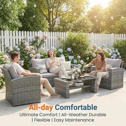 Wisteria Lane Patio Furniture Set, 5 Pieces Wicker Outdoor Furniture - Image 2