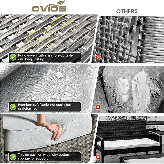 ovios 2-Piece Patio Furniture Set, Outdoor Wicker Sofa - Image 8