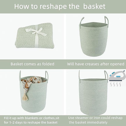 XUANGUO Cotton Rope Laundry Basket Hamper - Image 7