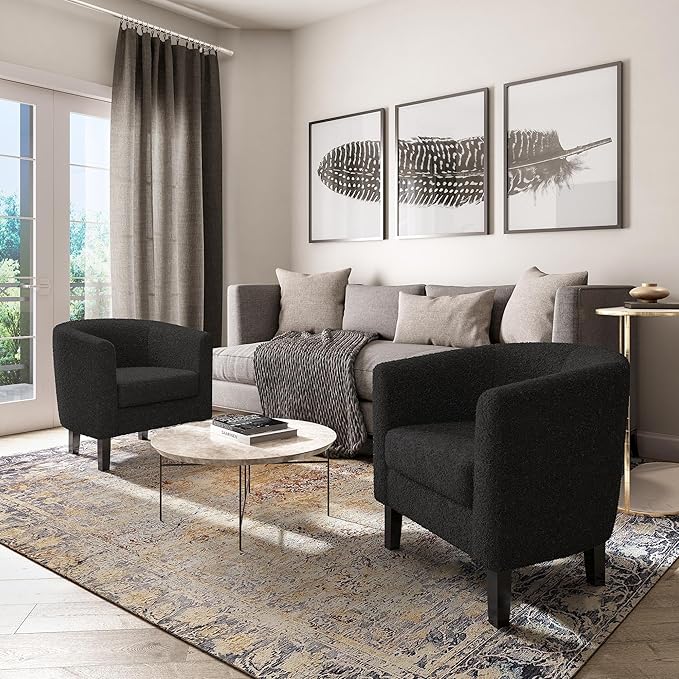 BELLEZE Living Room Chair, Teddy Polyester Accent Barrel Chair, Club Tub Sofa - Image 5