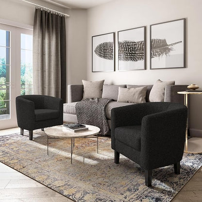 BELLEZE Living Room Chairs Set of 2, Teddy Polyester Accent Barrel Chairs - Image 6