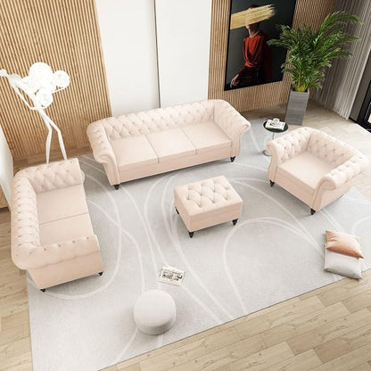 QHITTY 3 Piece Living Room Set, Sectional Chesterfield Sofa Chair Contemporary - Image 8