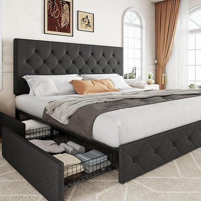 Allewie Upholstered King Size Platform Bed Frame by Allewie