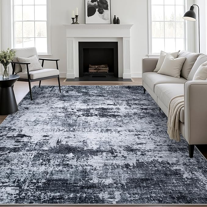 9x12 Area Rug Living Room Rug: Washable Modern Abstract Soft Thin Rug Indoor by FXRHLP