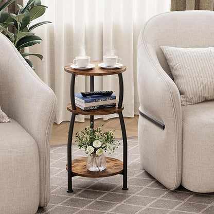 Small Round Side Table for Small Spaces, 3-Tier End Table - Image 5