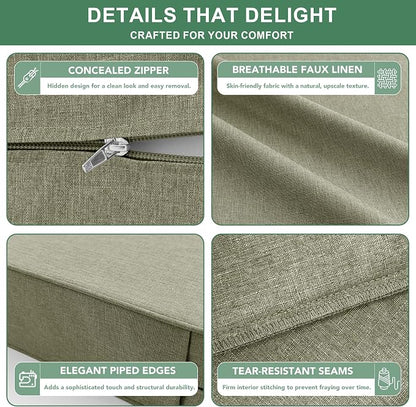 Summsun Water Resistant Outdoor Chair Cushions, Faux Linen Backrest and Deep - Image 5