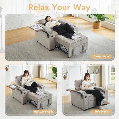 oaaktu Large Size Convertible Sleeper Chair Futon Sofa Bed, Comfortable Thick - Image 3
