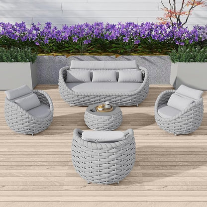 TWT 6-Piece Aluminum Patio Furniture Set, Modern Outdoor Conversation Set - Image 7