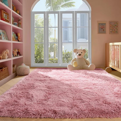 PAGISOFE Blush Pink Fluffy Shag Area Rugs - Image 4
