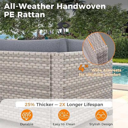 6-Seat Modern Outdoor Wicker Rattan Patio Furniture Set - Image 4