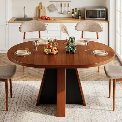 iPormis 43.3in-59in Extendable Round Dining Table - Image 4