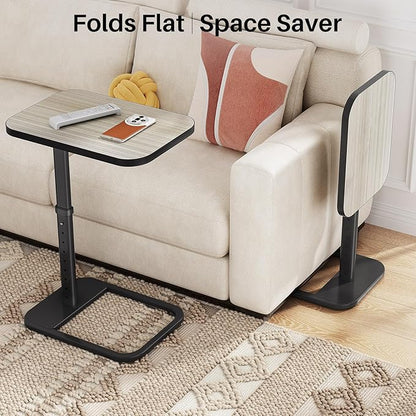 Driftwood Grey TV Tray Table, Adjustable Height & Rounded Metal Corners - Image 6