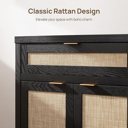 SICOTAS Sideboard Buffet Storage Cabinet Set of 3, Rattan Credenza Buffet Table - Image 4