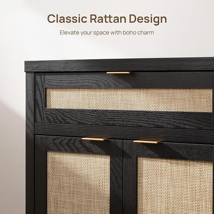 SICOTAS Sideboard Buffet Storage Cabinet, Rattan Accent Cabinet - Image 5
