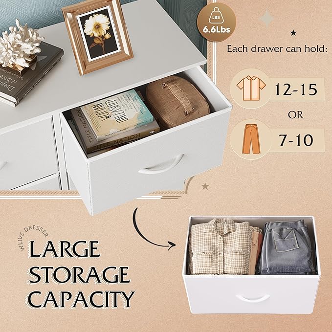WLIVE Fabric Dresser for Bedroom, Tall Dresser - Image 5