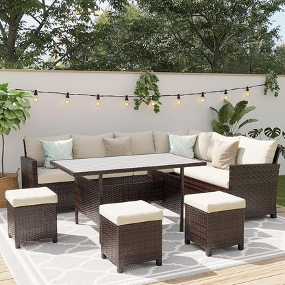 Wisteria Lane 7 Piece Patio Furniture Set, High Curved Back Wicker Patio - Image 8