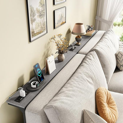 Kitstorack 2-Pack Dark Gray Long Sofa Table Behind Couch, Adjustable Height & 2 - Image 2