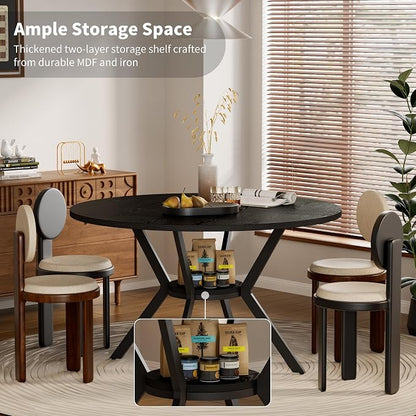 Black Dining Table for 2-4, 42 Inch Round Kitchen Table - Image 2