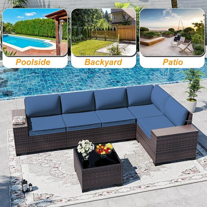 Outdoor Patio Furniture Set, 6 Pieces Outdoor Sectional Furniture High Backrest - Image 9