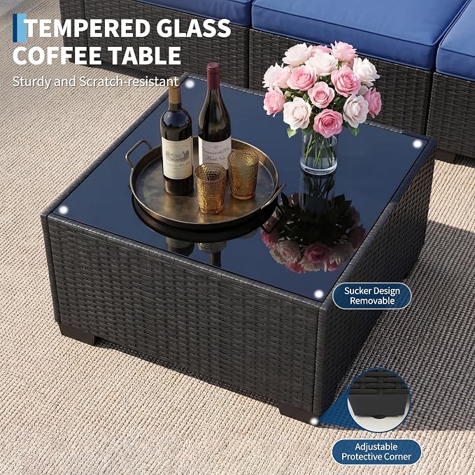 7-Piece Outdoor Patio Furniture Set, Modular Sectional Sofa - Image 3