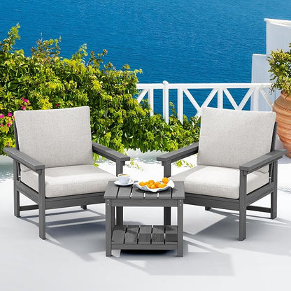 SERWALL HDPE Patio Sofa Set, 3-piece Sectional Outdoor Furniture Set, All by SERWALL