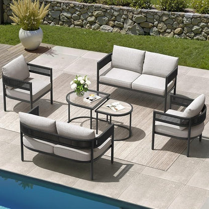 Grand patio 6-Piece Outdoor Furniture Set, 6 Seats Wicker Sofa Conversation Set - Image 9