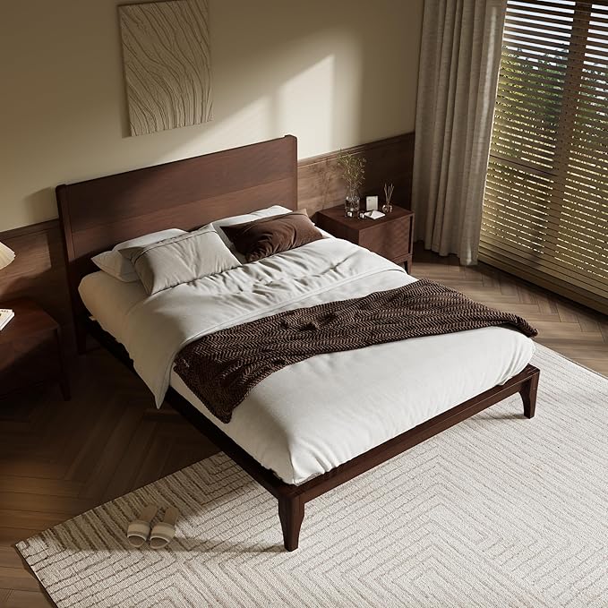 Merax Queen Size Bamboo Platform Bed, Mid-Century Modern Bed Frame - Image 3