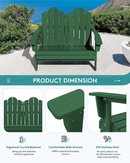 SERWALL 5 Pieces HDPE Patio Adirondack Chair Set, 2 Adirondack Chair - Image 5