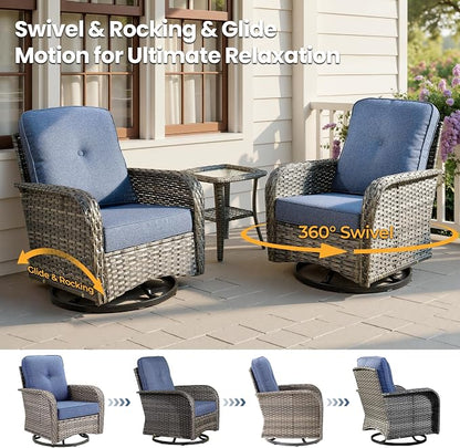 Weaxty 7 Pieces Patio Furniture Set, Wicker Outdoor Swivel Rocking Chairs - Image 3