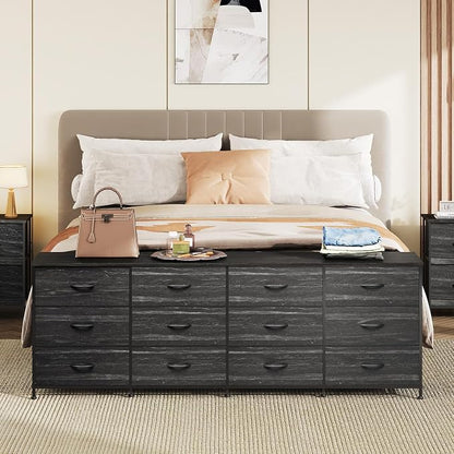 WLIVE 75.5'' Dresser for Bedroom, TV Stand for 85, 65 Inch TV, 12 Drawer Long - Image 2