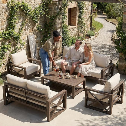 UDPATIO Aluminum Patio Furniture Set, Faux Wood Grain Modern Outdoor Furniture - Image 4