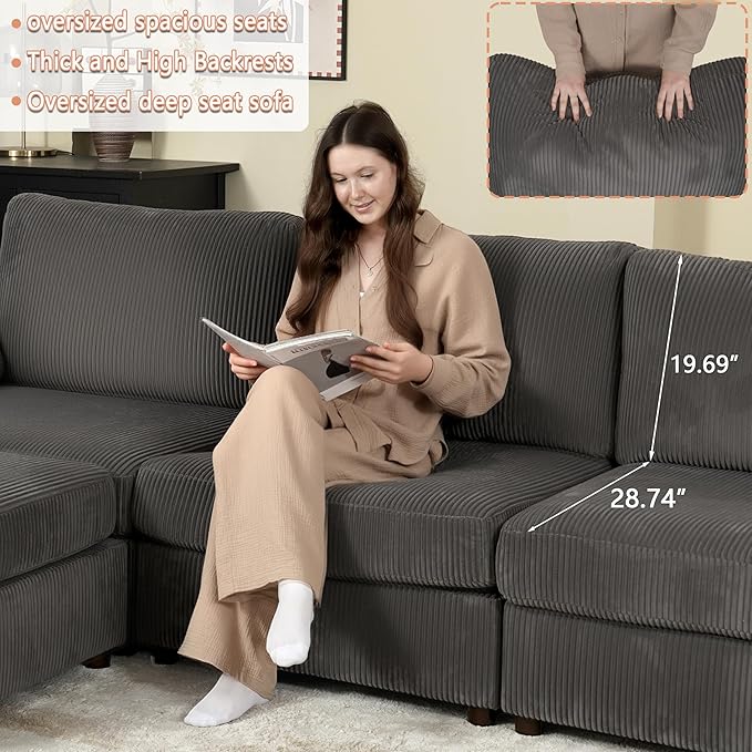 EASE MOOSE Comfty 2 Seat Couch, FSC Certified Modern Deep Seat Sectional Modular - Image 9