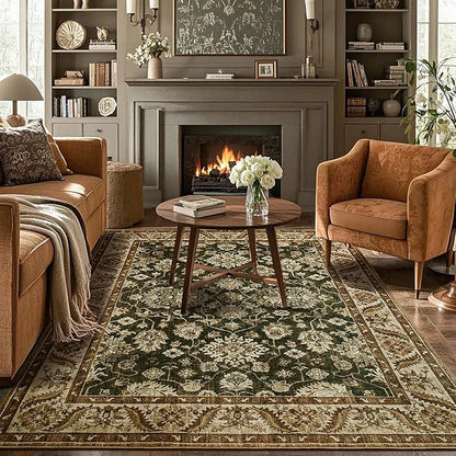 Area Rugs for Living Room, 4x6 Washable Rugs for Bedroom, Non-Slip Retro Floral - Image 8