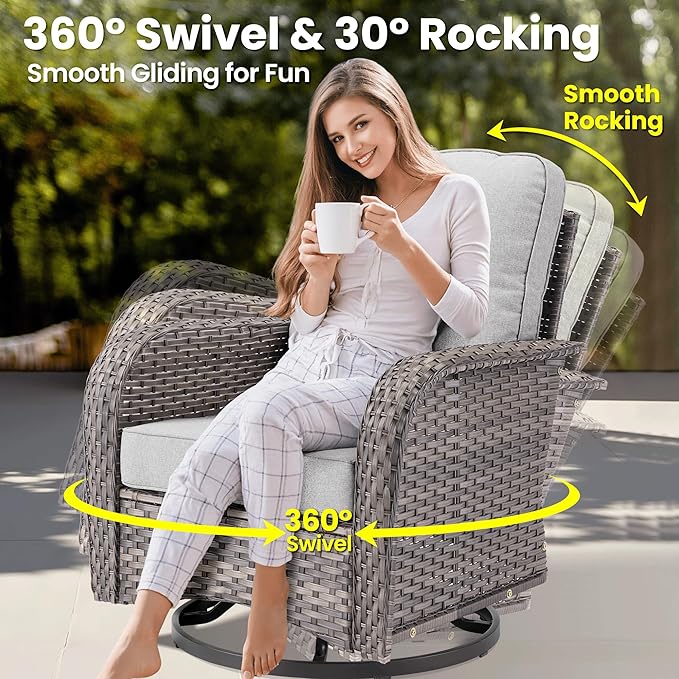 ovios 7 Pieces Patio Furniture Set, Outdoor Wicker Sofa Couch - Image 4
