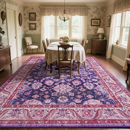 Purple Area Rugs for Living Room, Washable 5x7 Area Rug for Bedroom, Retro - Image 7
