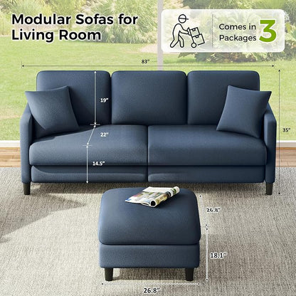 Welzona 83" Couches for Living Room, Teddy Sofa Couch - Image 3