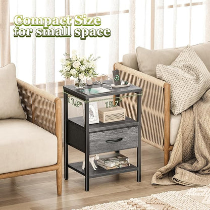 SUPERJARE Nightstand with Charging Station, Bed Side Table with Adjustable - Image 8