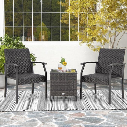 Tangkula 3 Pieces Patio Wicker Chair Set, Waterproof All Weather Resistant - Image 4