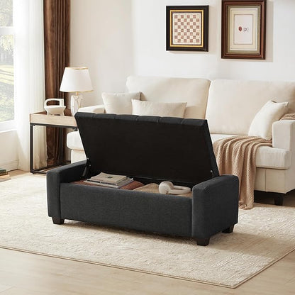 Huatean Home 48" Ottoman with Storage, Storage Ottoman Bench with Safety Hinge - Image 4