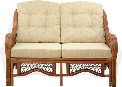 Malibu Lounge Loveseat Sofa Natural Rattan Wicker Handmade Design - Image 3