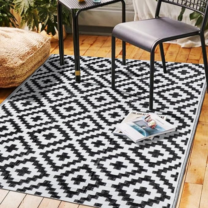 SAND MINE Waterproof Outdoor Rug 4x6 ft, Plastic Reversible Rug, Modern Area Rug by SANDMIND