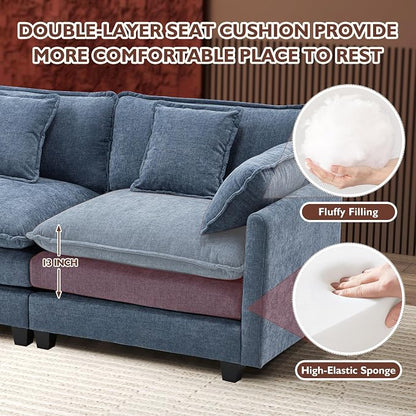 Ihanherry 146" U-Shaped Modern Sofa Modular Sectional Cloud Couch - Image 4