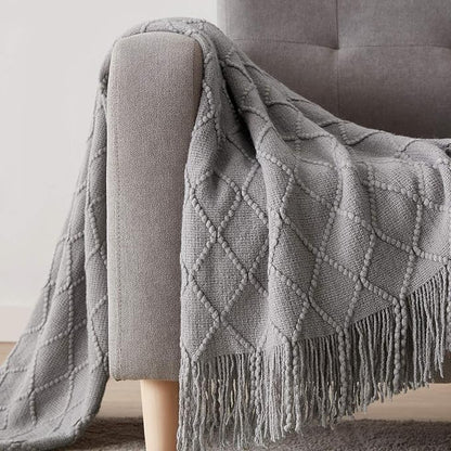BOURINA Light Grey Throw Blanket 50x60 Inches Throw Textured Solid Soft Sofa - Image 3